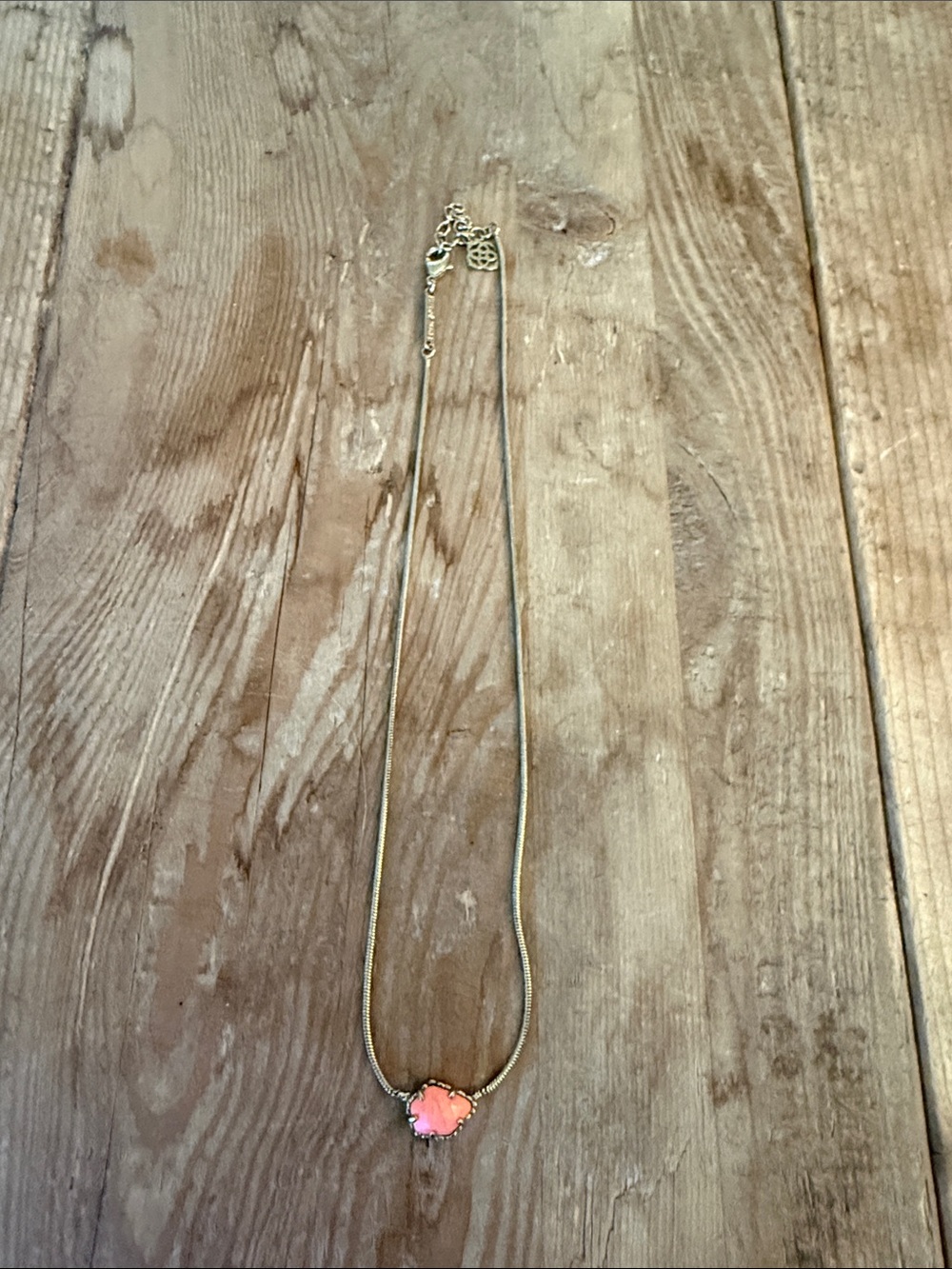 Kendra Scott Gold Necklace with Pink Heart Stone